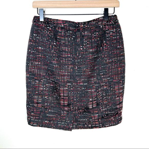 Loft sz 4 petite 4P Black & red tweed straight pencil business casual skirt B112 - Picture 5 of 5